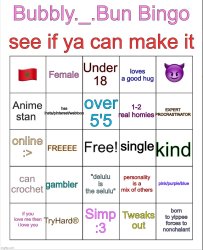 Bubbly._.bun’s bingo Meme Template