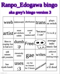 grey's 3rd bingo Meme Template