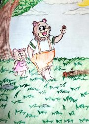 Dad and daughter bears drawing! So cute Meme Template