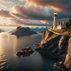 lighthouse on a fjord Meme Template