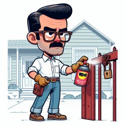 hank hill spraying wd40 on a lock Meme Template