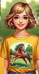 Image of little girl with horse t shirt Meme Template