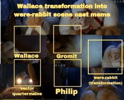 Wallace transformation into Wererabbit scene cast meme Meme Template