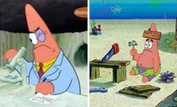 Patrick research vs dumb Meme Template