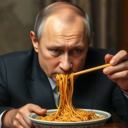 Putin Crying Eating Ramen Noodles Meme Template