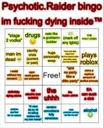 another dumbass bingo by a psychotic raider Meme Template