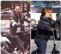 keanu reeves motorbike peter dinklage scooter Meme Template