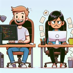a happy programmer and an unhappy programmer Meme Template