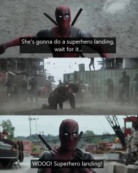 Superhero Landing Meme Template