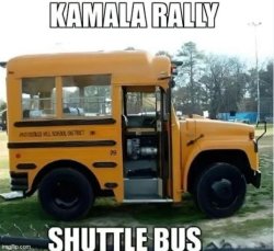 kamala rally shuttle bus Meme Template