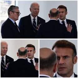 Scholz tells joke to Biden, Macron and Starmer Meme Template