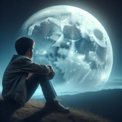 boy sitting in front of the moon Meme Template