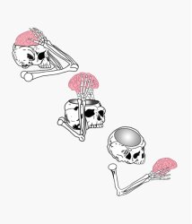 "Shut Up" brain skeleton without text Meme Template