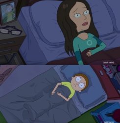 Morty awake in bed Meme Template