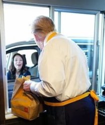 Trump McDonalds Drive thru with Kamala Meme Template