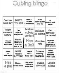 Cubing bingo Meme Template