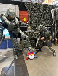 Masterchief killing Pomni Meme Template