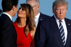 Melania with Trudeau and husband Meme Template