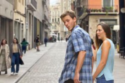 Distracted Boyfriend with no distraction Meme Template