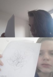 Guy looks at a paper filled with scribbles Meme Template