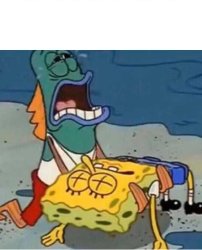 Dead Spongebob held by fish Meme Template