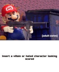 Robot Chicken Mario shoots Meme Template