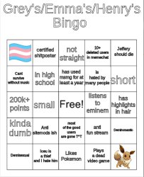 Grey's/Emma's Bingo (Actually fixed) Meme Template