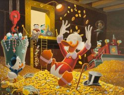 Scrooge McDuck in money Meme Template