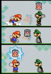 Paper Mario steals mr l’s mushroom can Meme Template