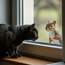 Squirrel and black cat Meme Template