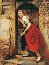 old painting woman at the door Meme Template