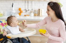 Mother Feeding Baby in High Chair Meme Template