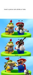 Mario and Bowser Jr. assassinate Meme Template