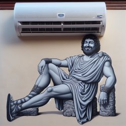 roman man sitting under air conditioning Meme Template