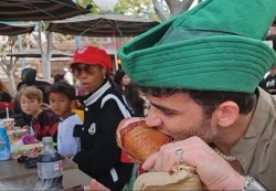 Eating turkey leg while 3 people watch Meme Template