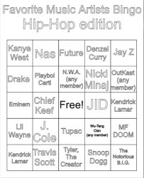 Rapper Bingo Meme Template