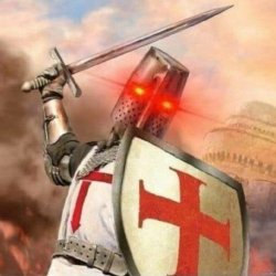 Deus Vult Crusader Glowing Eye Meme Template