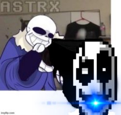 Sans with wing ding launcher Meme Template