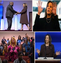 Kamala campaigns at church montage Meme Template