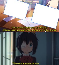 They're the same picture Meme Template