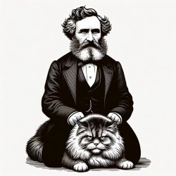 ugly Karl Marx sits on even uglier cat Meme Template