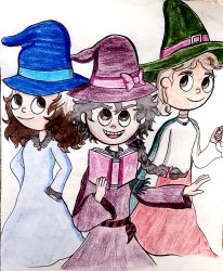 Three witches drawing Meme Template