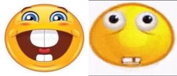 Happy emoji and distrubed emoji with teeth Meme Template