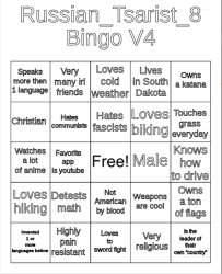 Russian_Tsarist_8 Bingo V4 Meme Template