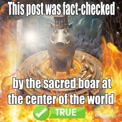 this post was fact checked by the boar at the center of the worl Meme Template