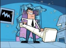 Timmy Turner's Dad breaking door Meme Template