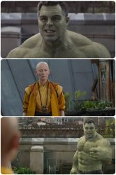 Hulk dialog with The Ancient One (3 panels) Meme Template