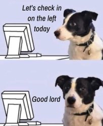 Dog checking up on the Left Meme Template