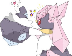 Diancie holding a Carbink Meme Template