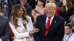 Trump laughubg with Melania Meme Template